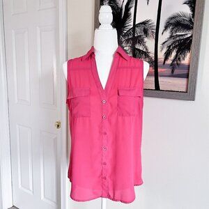 Women’s New York & Company Sleeveless Blouse | Pink | Medium | 100% Polyester